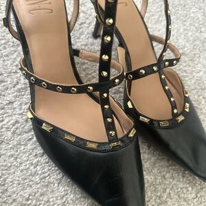 INC International Concepts Black and Gold Studded Heels